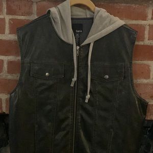 Leather jacket with cut off sleeves